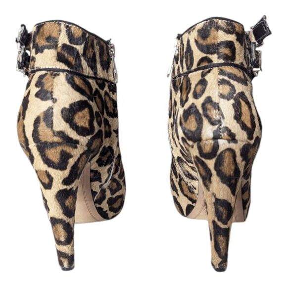 SAM EDELMAN Kit Leopard Print Calf Fur Ankle Boot Size 7.5M - Picture 5 of 9